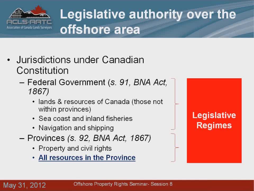 Session 08. Offshore jurisdiction & administration of Canada's oil and gas resources