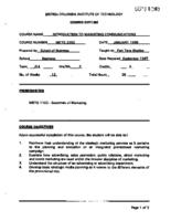 MKTG 2202 - Introduction to Marketing Communications