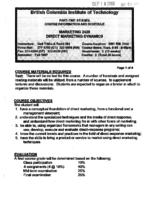 MKTG 2438 - Direct Marketing Dynamics