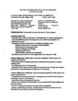 BUSA 1105 - Management for Food Technology