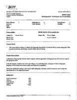 MRAD 3303 - Radiographic Technique and Evaluation