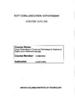 COMM 0003 - Career Explorations in Trades and Technology for Students of English as an Additional Language 
