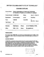 COMM 0003 - Career Explorations in Trades and Technology for Students of English as an Additional Language