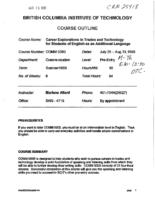 COMM 0003 - Career Explorations in Trades and Technology for Students of English as an Additional Language