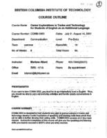 COMM 0003 - Career Explorations in Trades and Technology for Students of English as an Additional Language