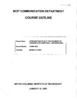 COMM 0004 - Introduction to BCIT for EAL Students