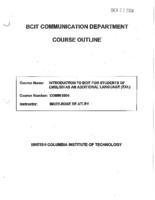COMM 0004 - Introduction to BCIT for EAL Students