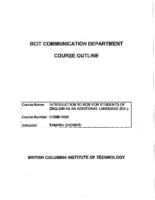 COMM 0004 - Introduction to BCIT for EAL Students