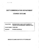 COMM 0004 - Introduction to BCIT for EAL Students