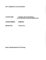 COMM 0005 - Technical English for English as an Additional Language Students