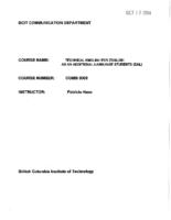 COMM 0005 - Technical English for English as an Additional Language Students