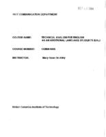COMM 0005 - Technical English for English as an Additional Language Students