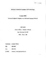 COMM 0005 - Technical English for English as an Additional Language Students
