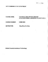 COMM 0005 - Technical English for English as an Additional Language Students
