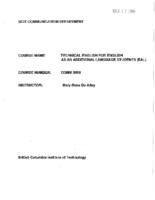 COMM 0005 - Technical English for English as an Additional Language Students