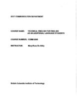 COMM 0005 - Technical English for English as an Additional Language Students