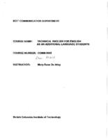 COMM 0005 - Technical English for English as an Additional Language Students