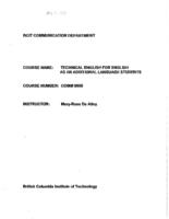 COMM 0005 - Technical English for English as an Additional Language Students