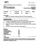 MKTG 4501 - Strategic Marketing Management Simulation