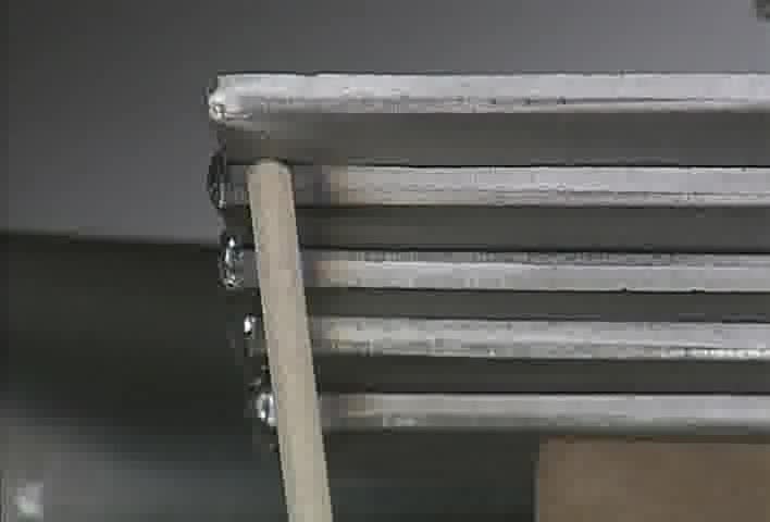 22. Fillet weld, lap joint, overhead position