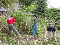 Bob Gunn with volunteers removing invasive plant species along Still Creek during Environment Week 2005