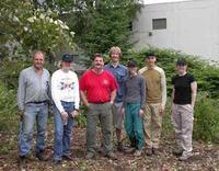 Bob Gunn with volunteers from Golder & Associates at 2005 Environment Week invasive species removal along Still Creek