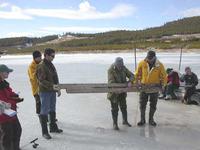 Biologist Marg Sydney giving a field session to students