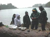 FWR students learning about intertidal marine life with Dr. Marvin Rosenau