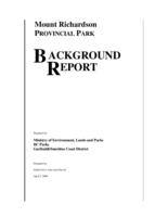 Mount Richardson Provincial Park background report
