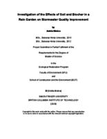 Investigation of the effects of soil and biochar in a rain garden on stormwater quality improvement