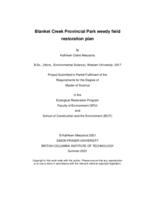 Blanket Creek Provincial Park weedy field restoration plan