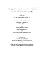 An ecological restoration plan for a weedy field at the University of British Columbia Okanagan