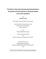 The effect of time-since-burning and hand-pulling on the growth and stem density of Centaurea stoebe and Linaria dalmatica
