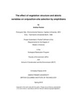 The effect of vegetation structure and abiotic variables on oviposition-site selection by amphibians