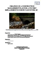 Creation of a construction management plan for a culvert replacement in North Vancouver, BC