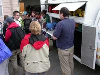 FWR students looking over search and rescue equipment