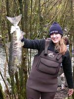 FWR student Jen Carter collecting chum salmon brood stock
