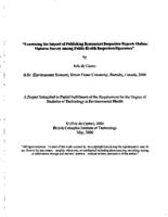 Examining the impact of publishing restaurant inspection reports online