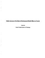 Public awareness of the duties of environmental health officers in Canada