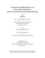 The dynamics of wetland water loss in Churn Creek protected area