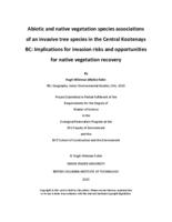 Abiotic and native vegetation species associations of an invasive tree species in the Central Kootenays BC