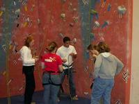 FWR students receiving climbing and repelling instruction