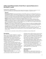 Safety and pH measurements of sushi rice in Japanese restaurants in Burnaby BC, Canada