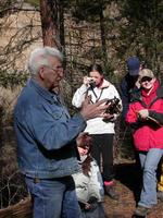 Trapper Jack Lay demonstrating trapping methods