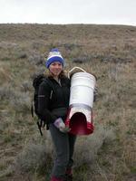FWR student, Stephanie Wall with artificial burrow den