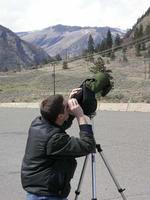 Wildlife Instructor Doug Ransome scoping out mountain goats