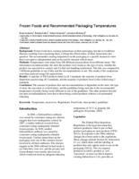 Frozen foods and recommended packaging temperatures.