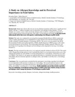 A study on allergen knowledge and its perceived importance in food safety