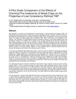 A pilot scale comparison of the effects of chemical pre-treatments of wood chips on the properties of low consistency refined TMP