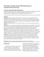 Knowledge translation and the Public Health Inspector